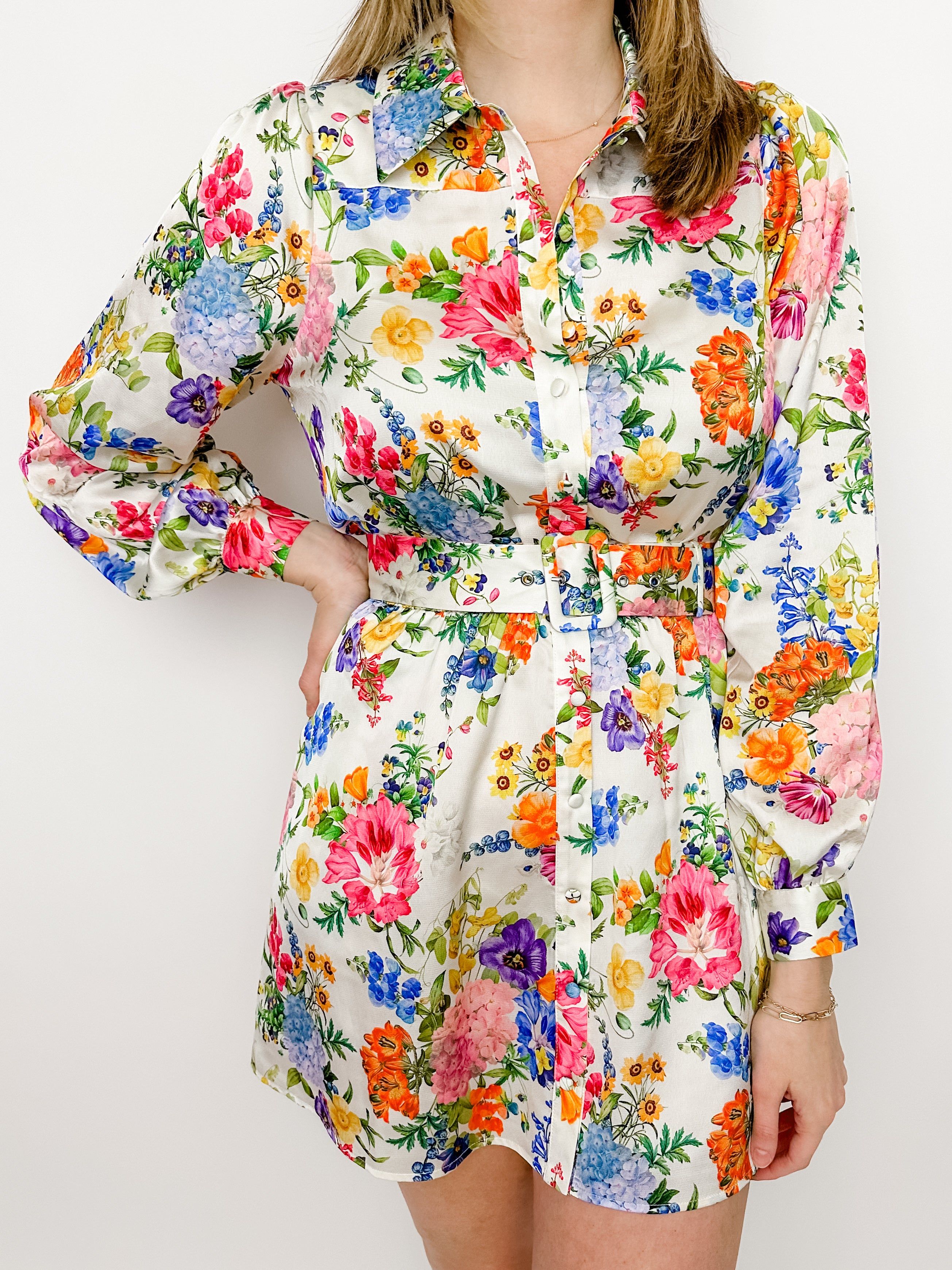 Carrie Collared Dress Ivory Botanical Floral sold by Mimosa product image thumbnail 4