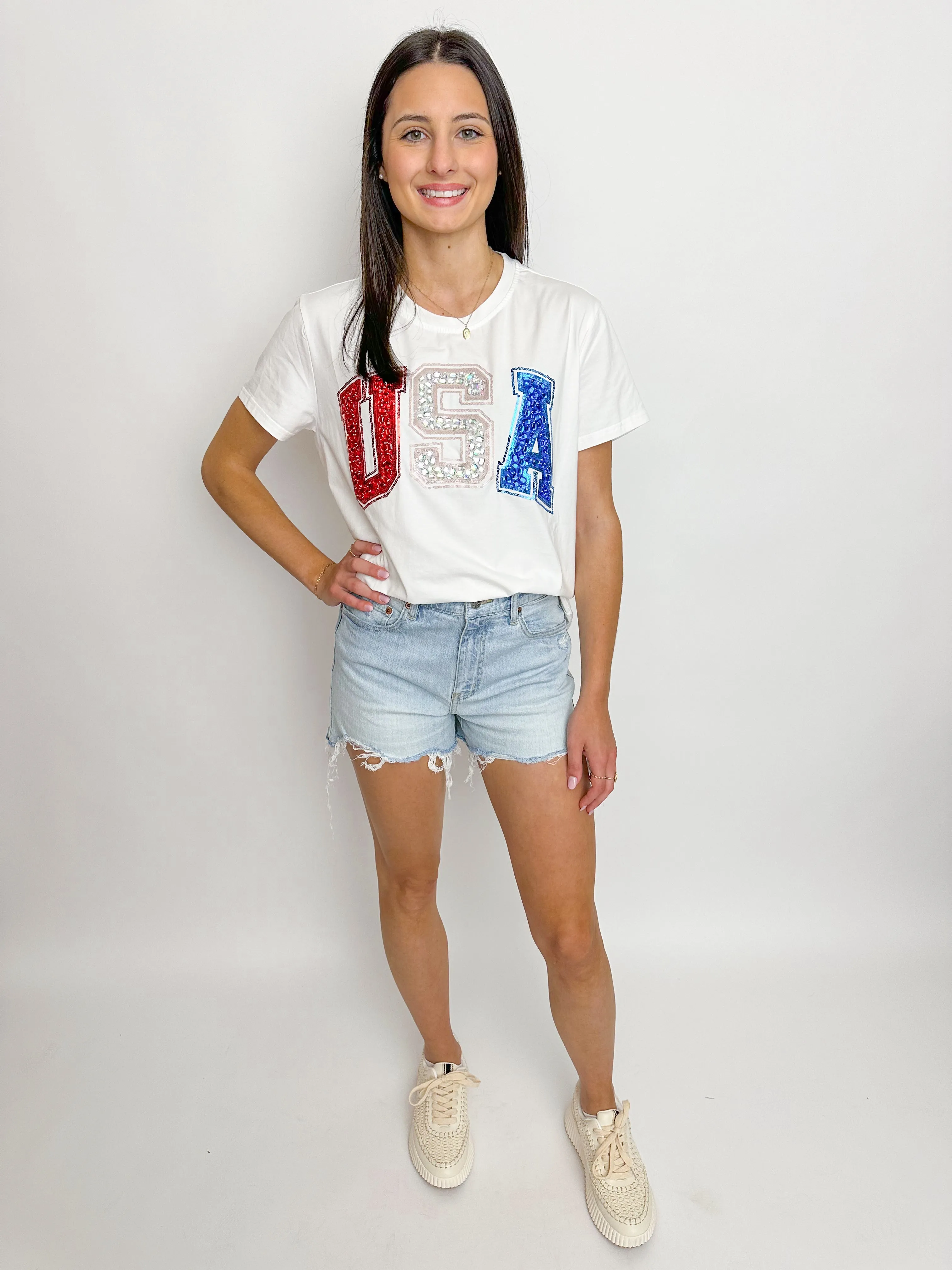Beaded USA Tee sold by Mimosa product image thumbnail 2