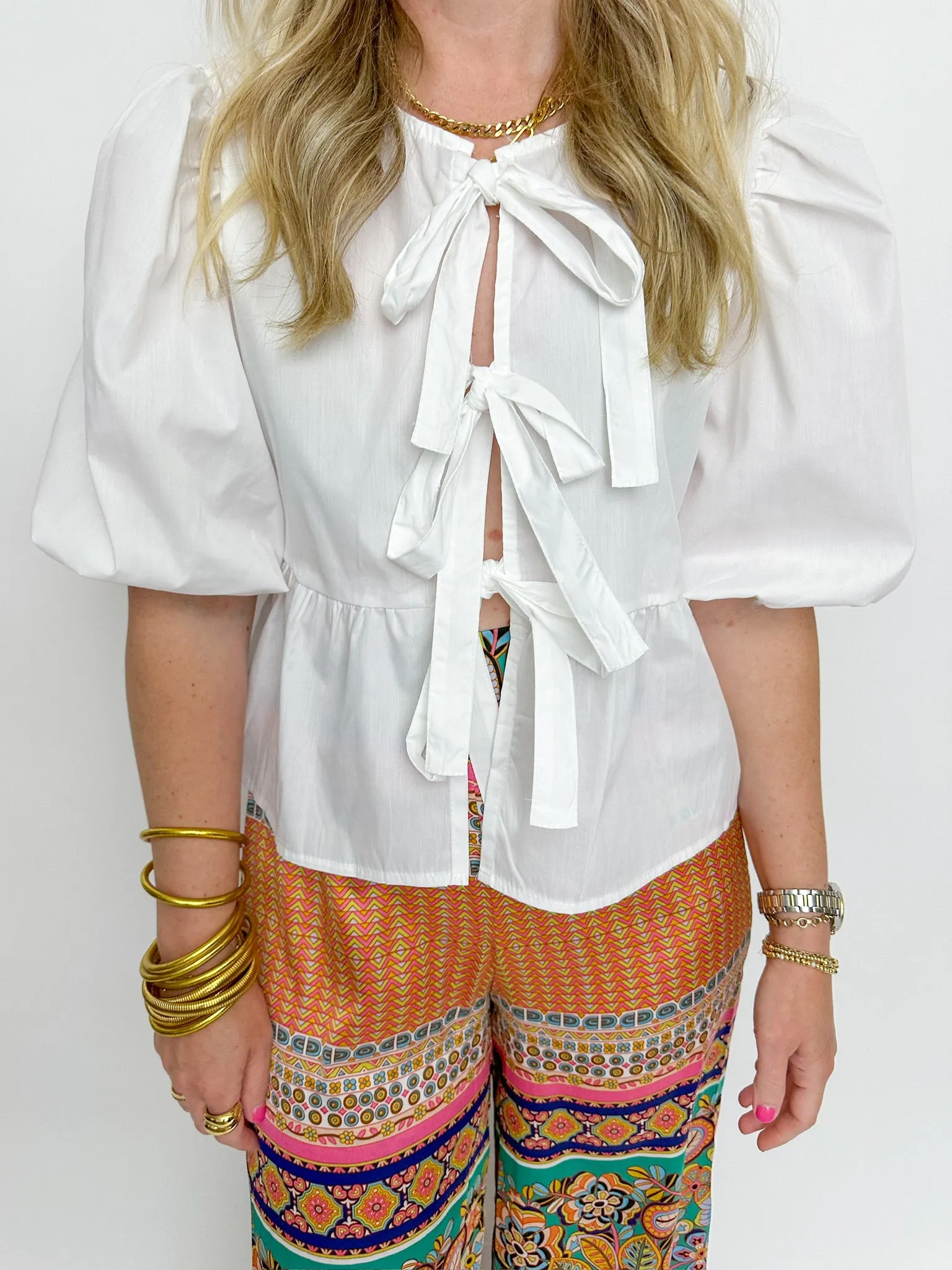 Layla Tie Front Peplum Top sold by Mimosa