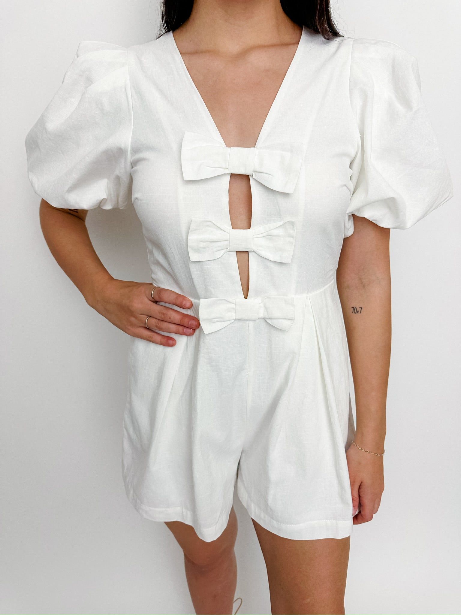 Triple Bow Front Romper sold by Mimosa product image thumbnail 3