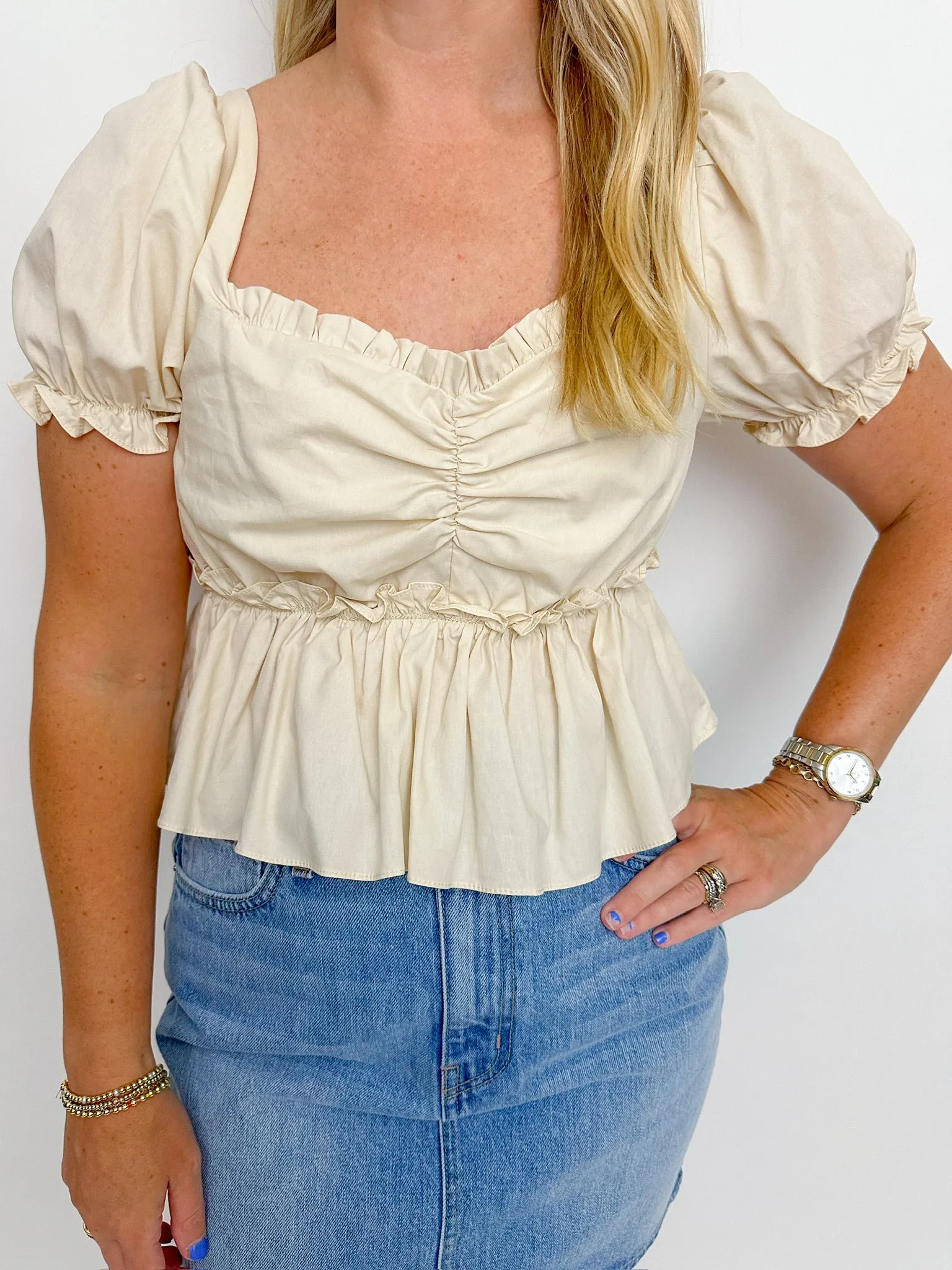 Victoria Ruffle Puff Sleeve Top sold by Mimosa product image thumbnail 3