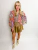 Boho Blocked Floral Ruffle Top sold by Mimosa