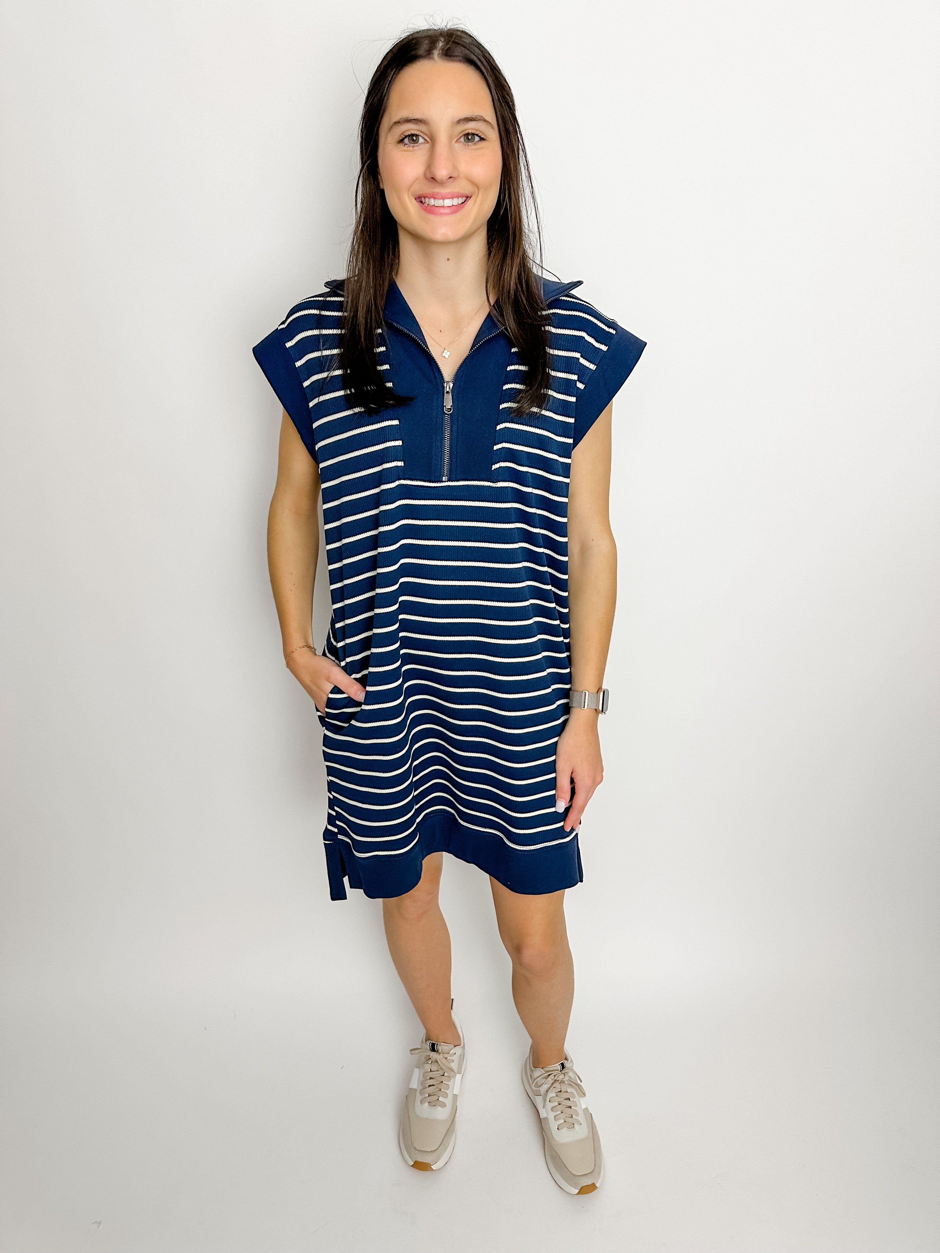 On Deck Half Zip Mini Dress sold by Mimosa product image thumbnail 2