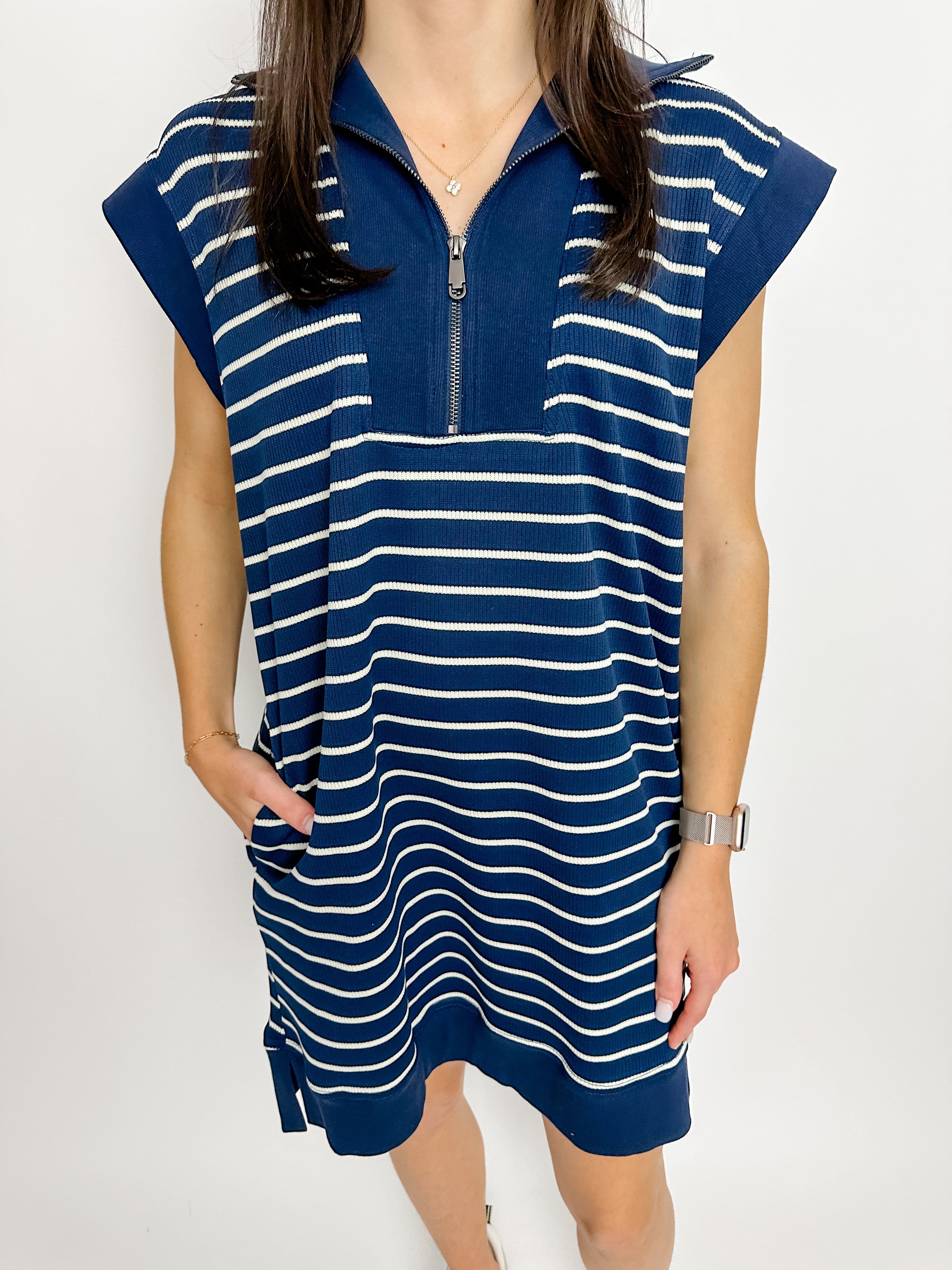 On Deck Half Zip Mini Dress sold by Mimosa