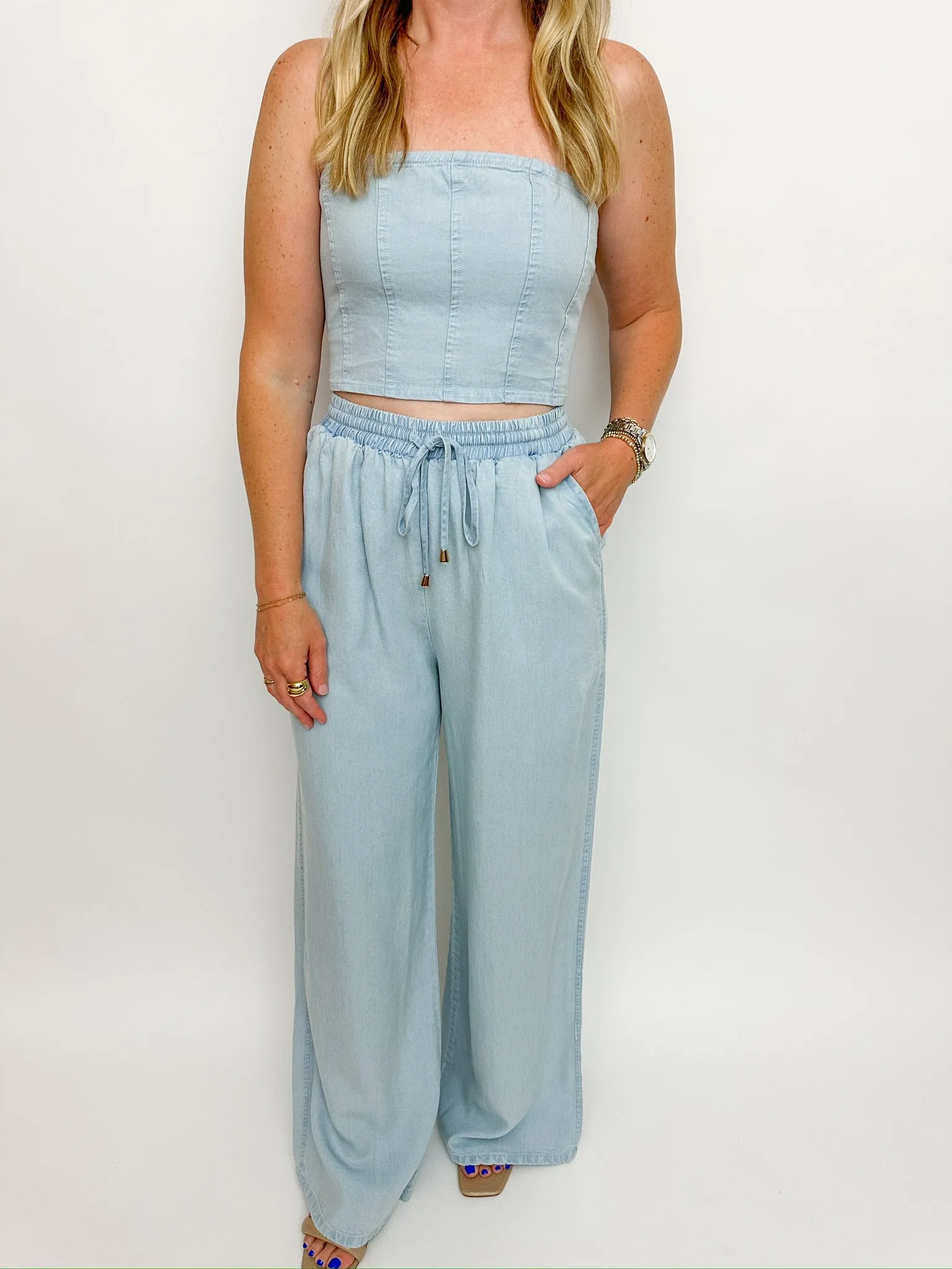 In The Clouds Chambray Tube Top sold by Mimosa product image thumbnail 2