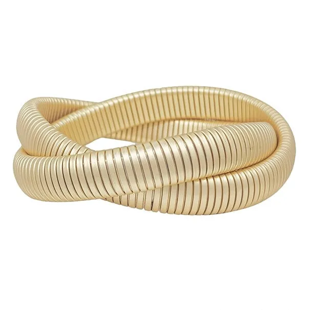 Gold Ribbed Twist Bracelet sold by Mimosa