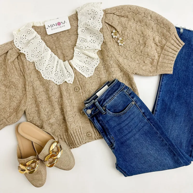 Whispering Lace Collar Sweater Top sold by Mimosa