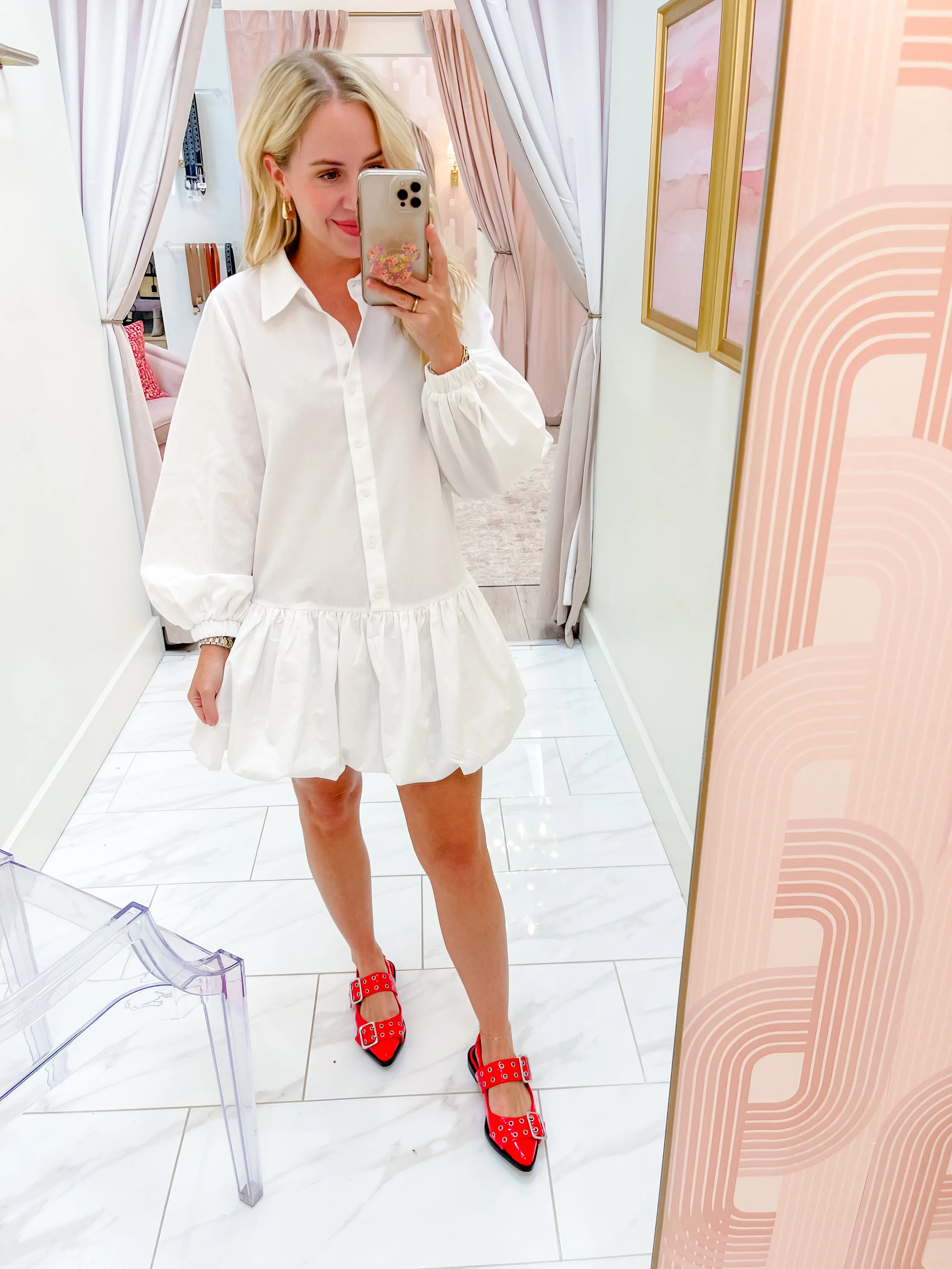 Bubble Hem Contrast Shirt Dress sold by Mimosa product image thumbnail 3