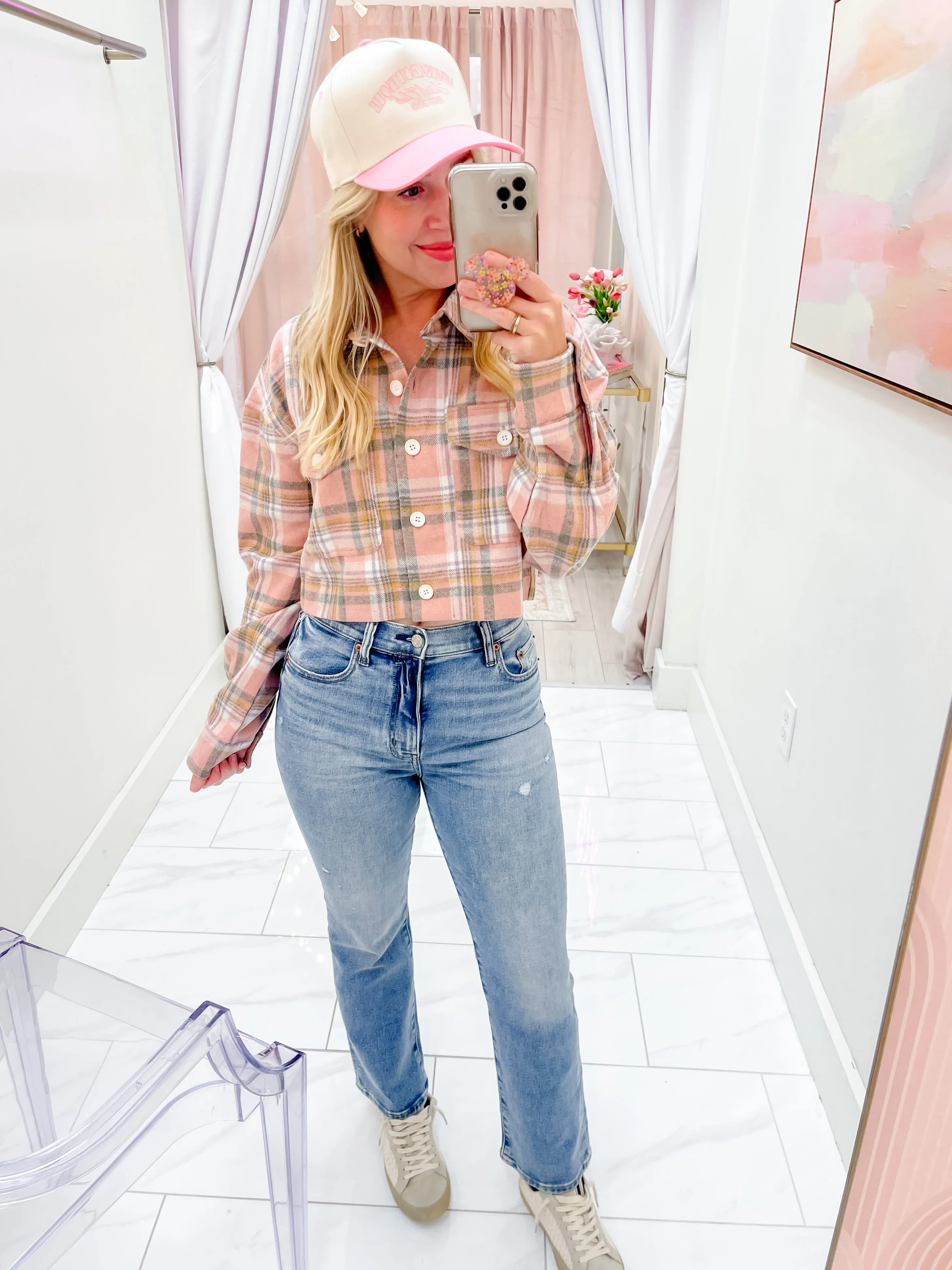 Makenna Flannel Crop Shacket sold by Mimosa product image thumbnail 4