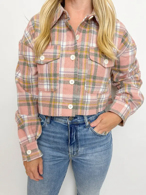 Makenna Flannel Crop Shacket sold by Mimosa