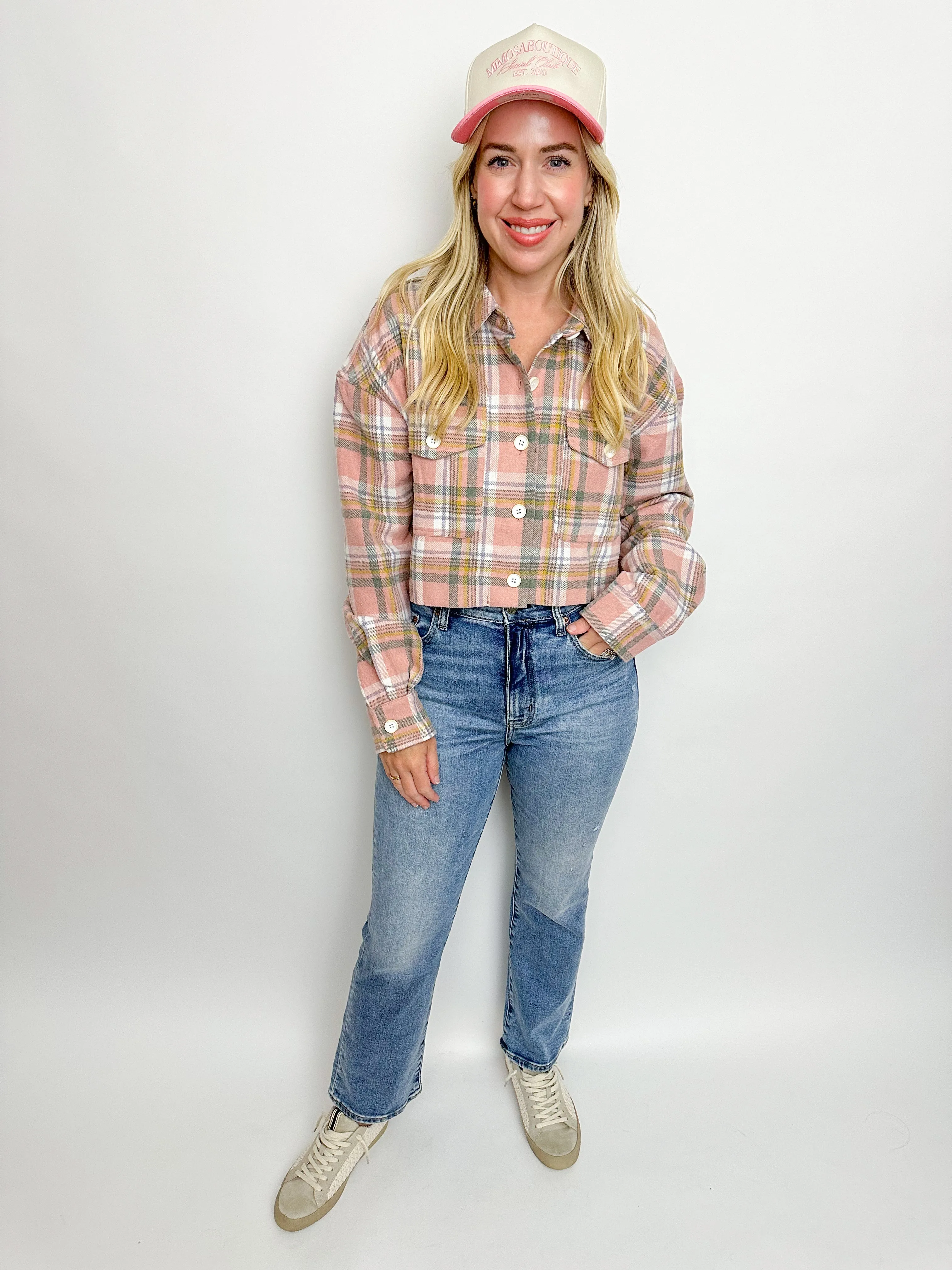 Makenna Flannel Crop Shacket sold by Mimosa product image thumbnail 3