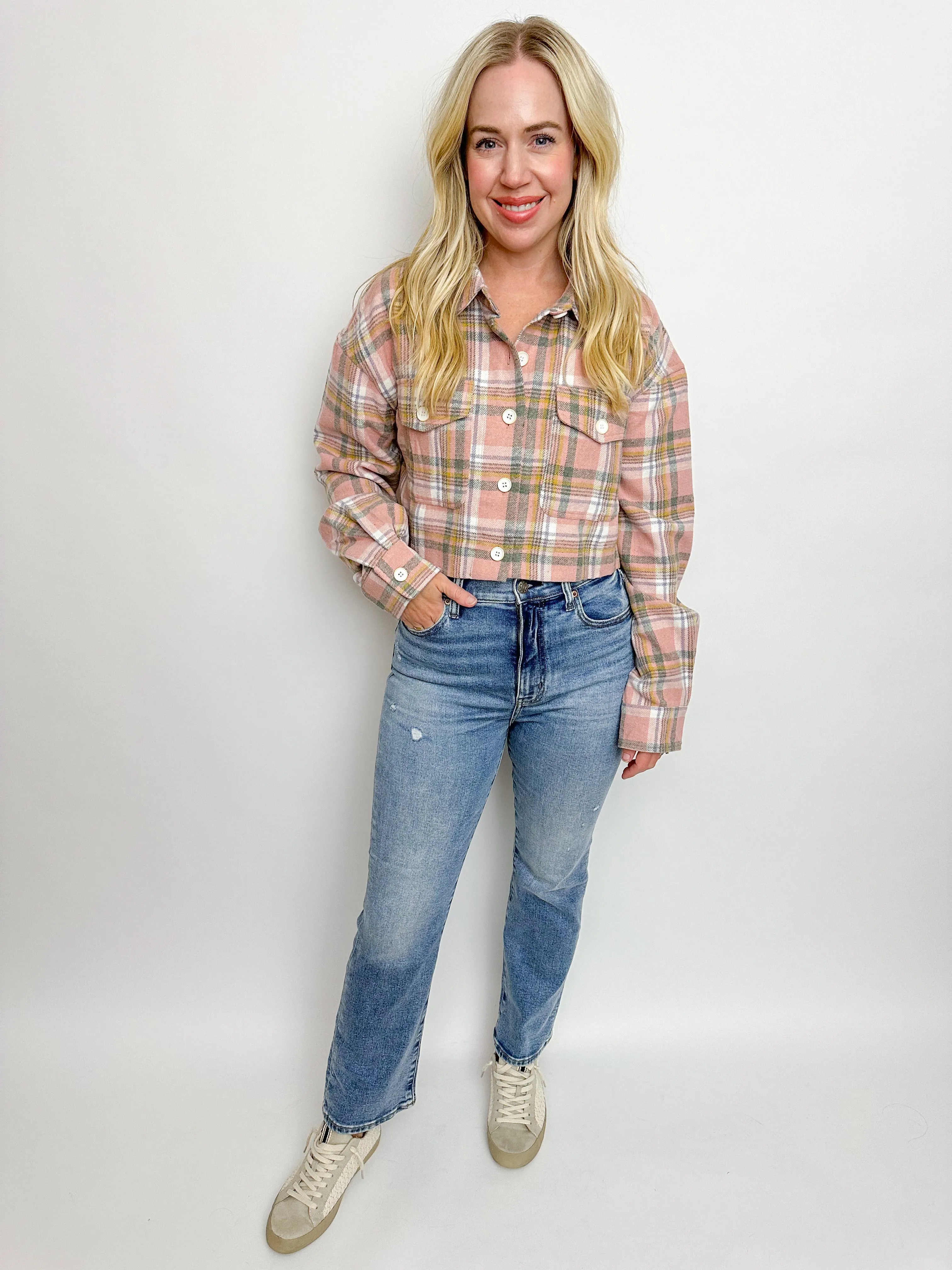 Makenna Flannel Crop Shacket sold by Mimosa product image thumbnail 2