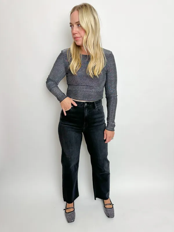 Shimmer Long Sleeve Layering Top sold by Mimosa