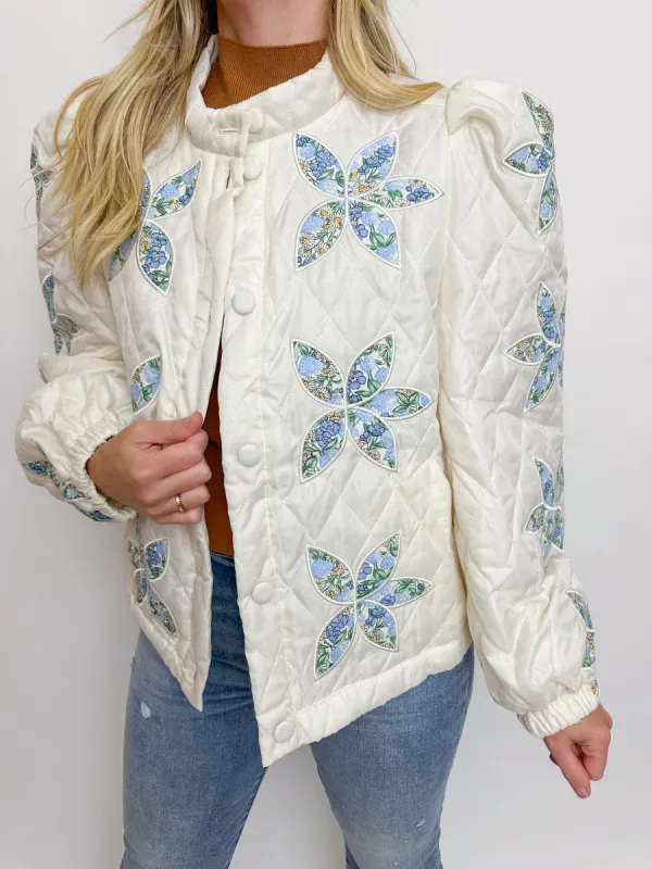 Jaci Floral Appliqué Quilted Jacket sold by Mimosa