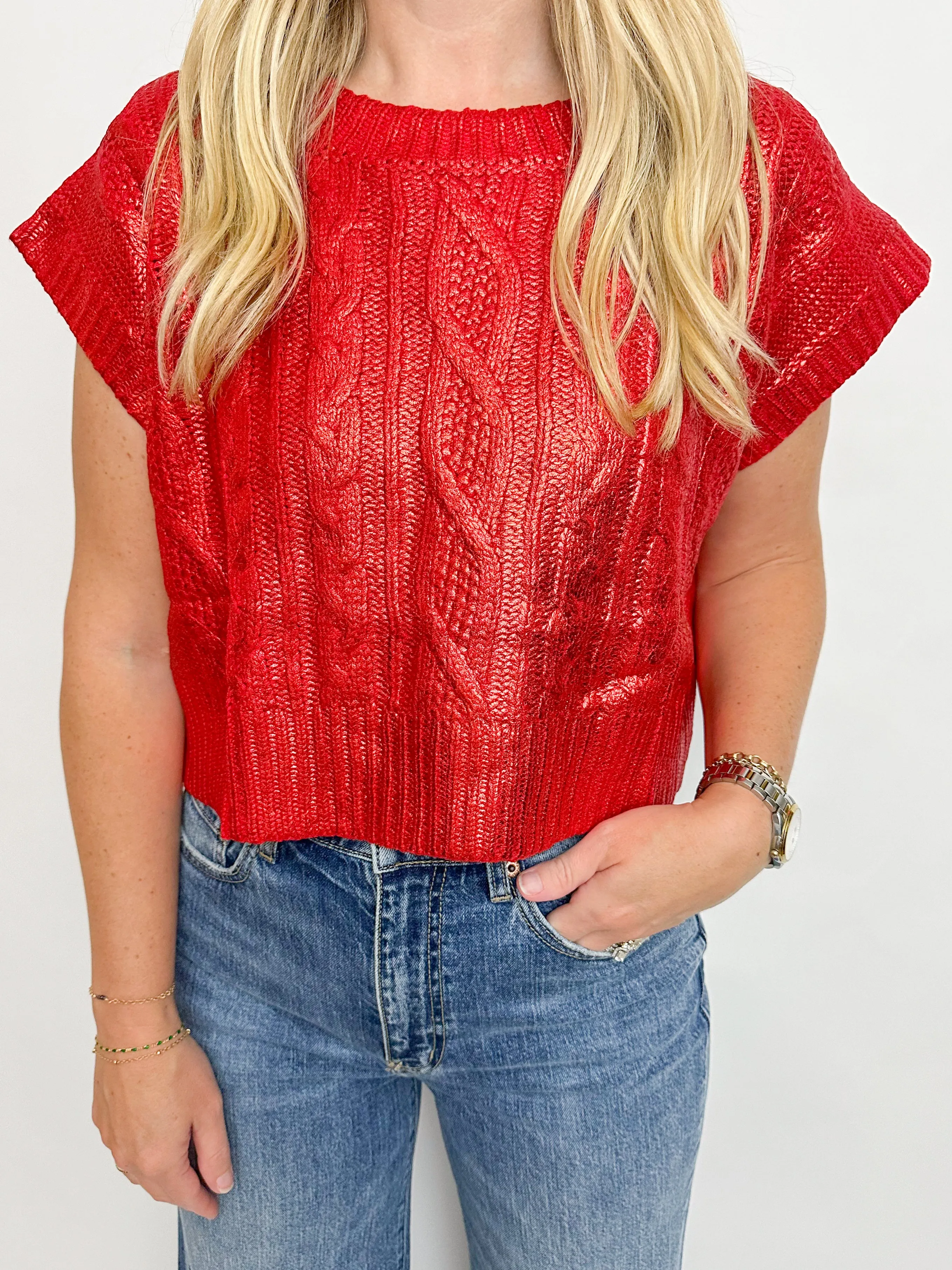 Shine On Metallic Coated Sweater Top sold by Mimosa product image thumbnail 2