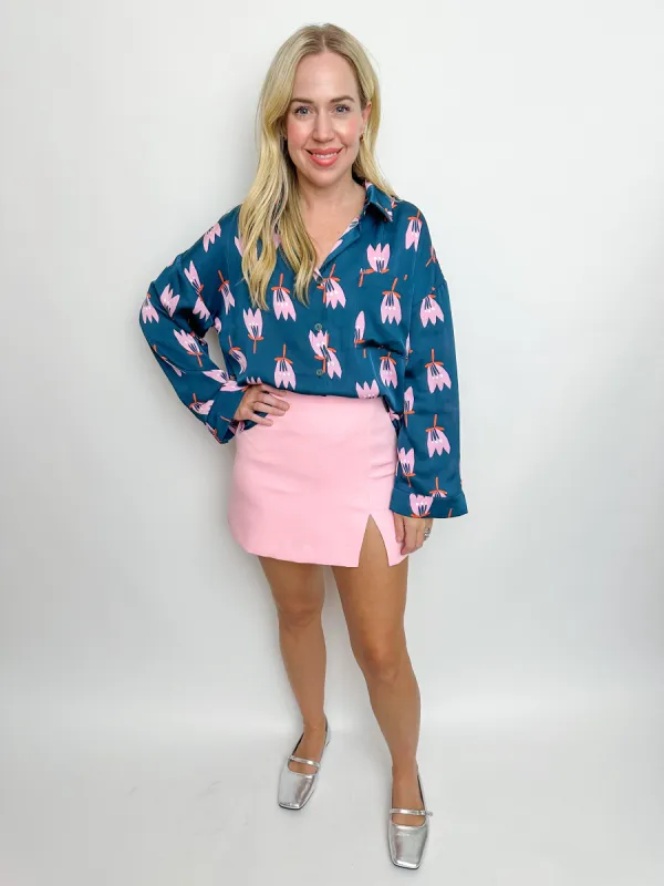 Poppy Satin Button Up Blouse made by Karlie