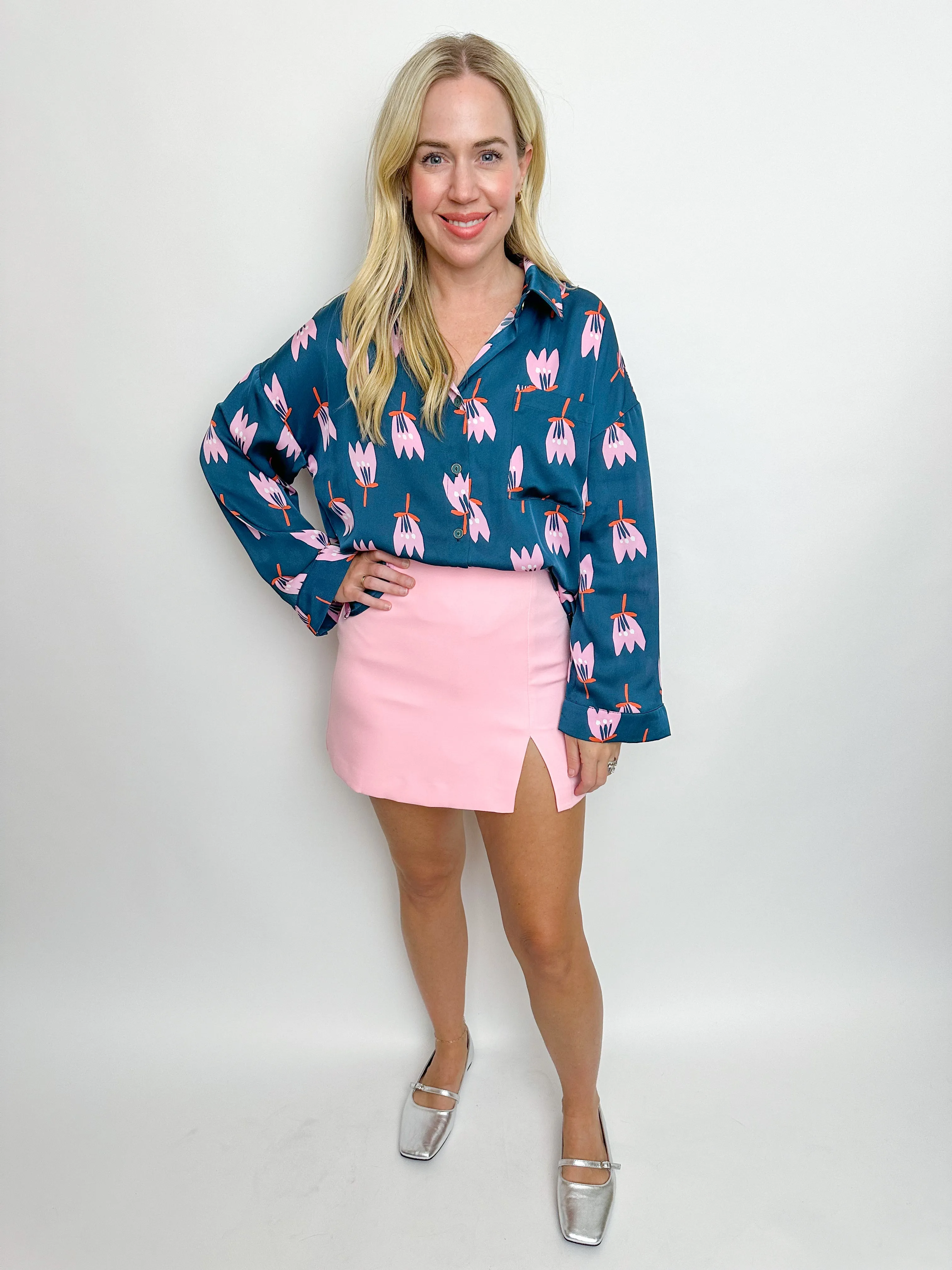 Poppy Satin Button Up Blouse sold by Mimosa