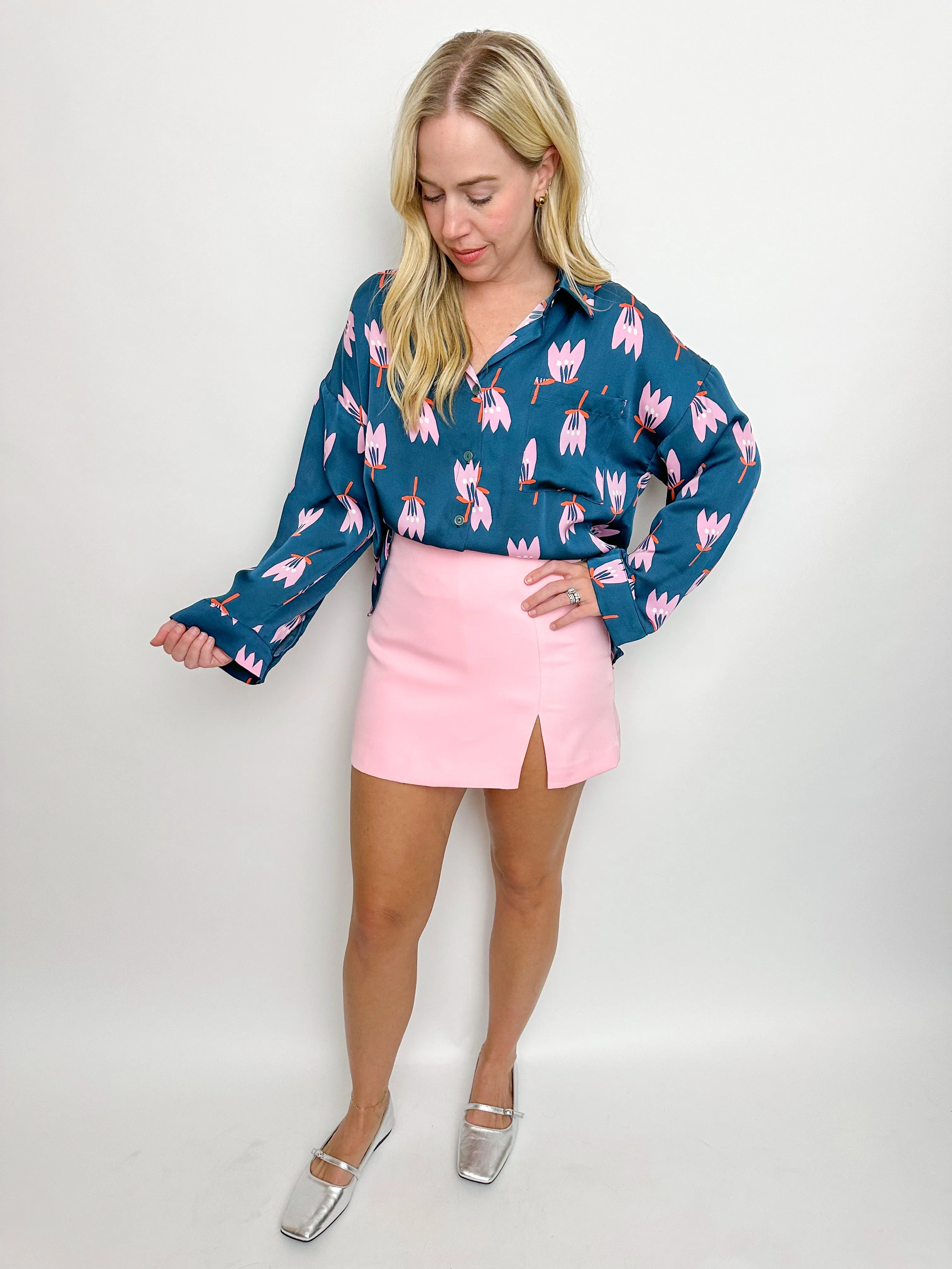 Poppy Satin Button Up Blouse sold by Mimosa product image thumbnail 3