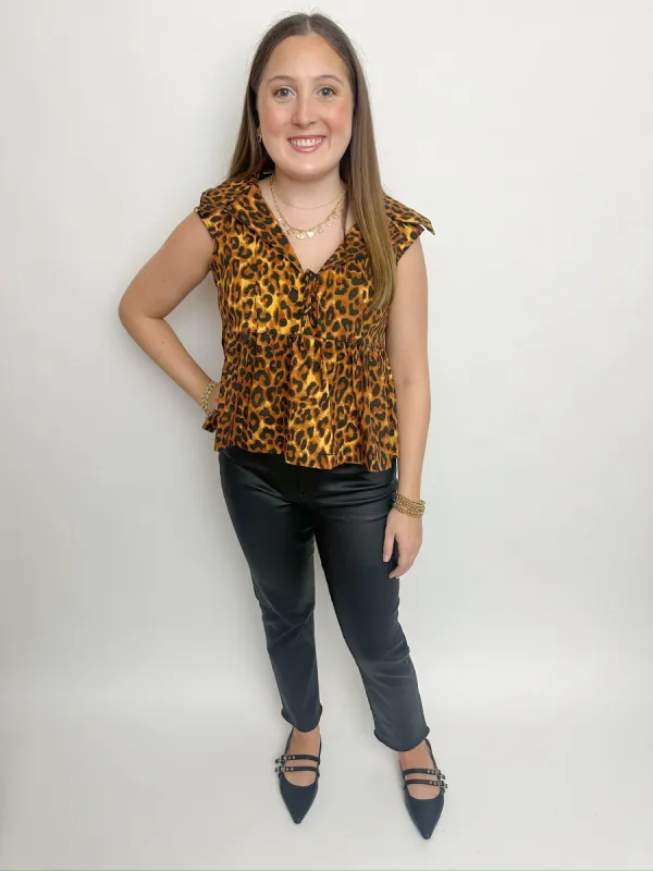 Kat Collared Leopard Blouse sold by Mimosa