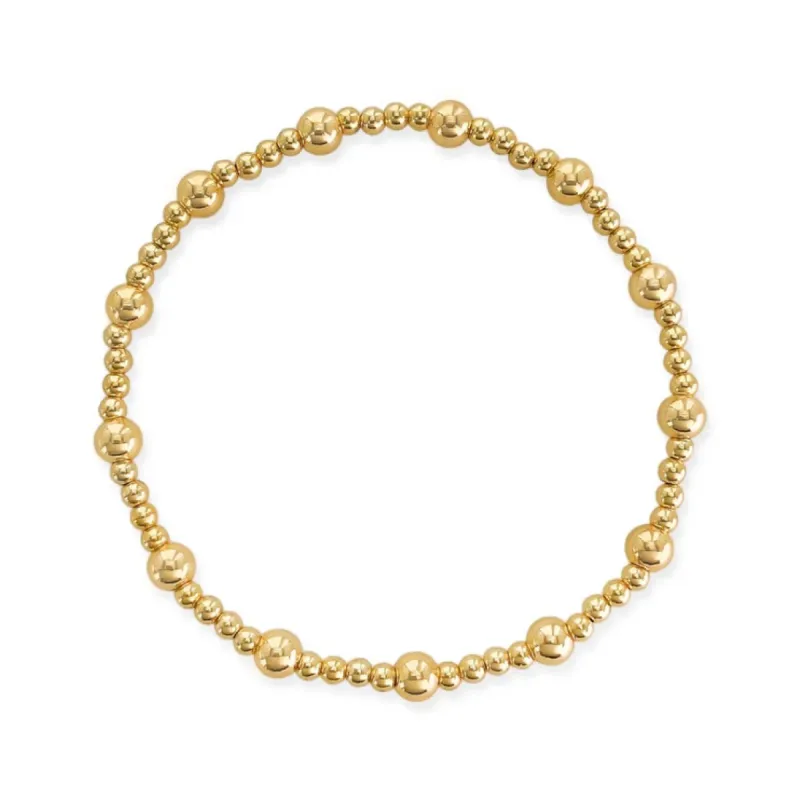 Spaced Gold Bead Stretch Bracelet sold by Mimosa