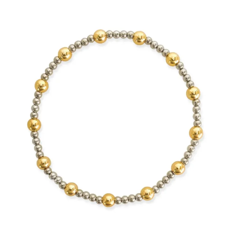 Two Tone Silver Stretch Bracelet sold by Mimosa