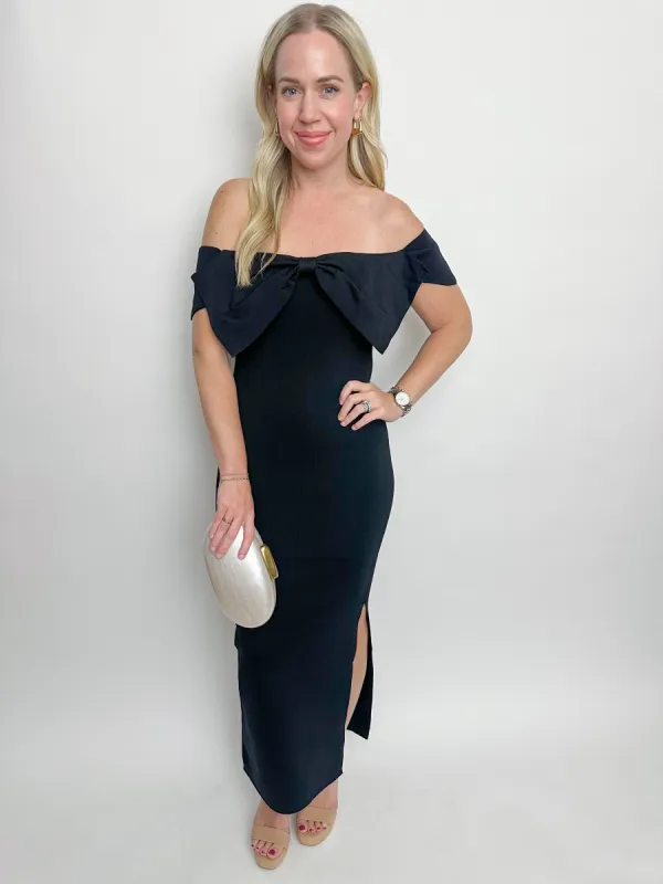 Bow Detail Off the Shoulder Midi Dress sold by Mimosa
