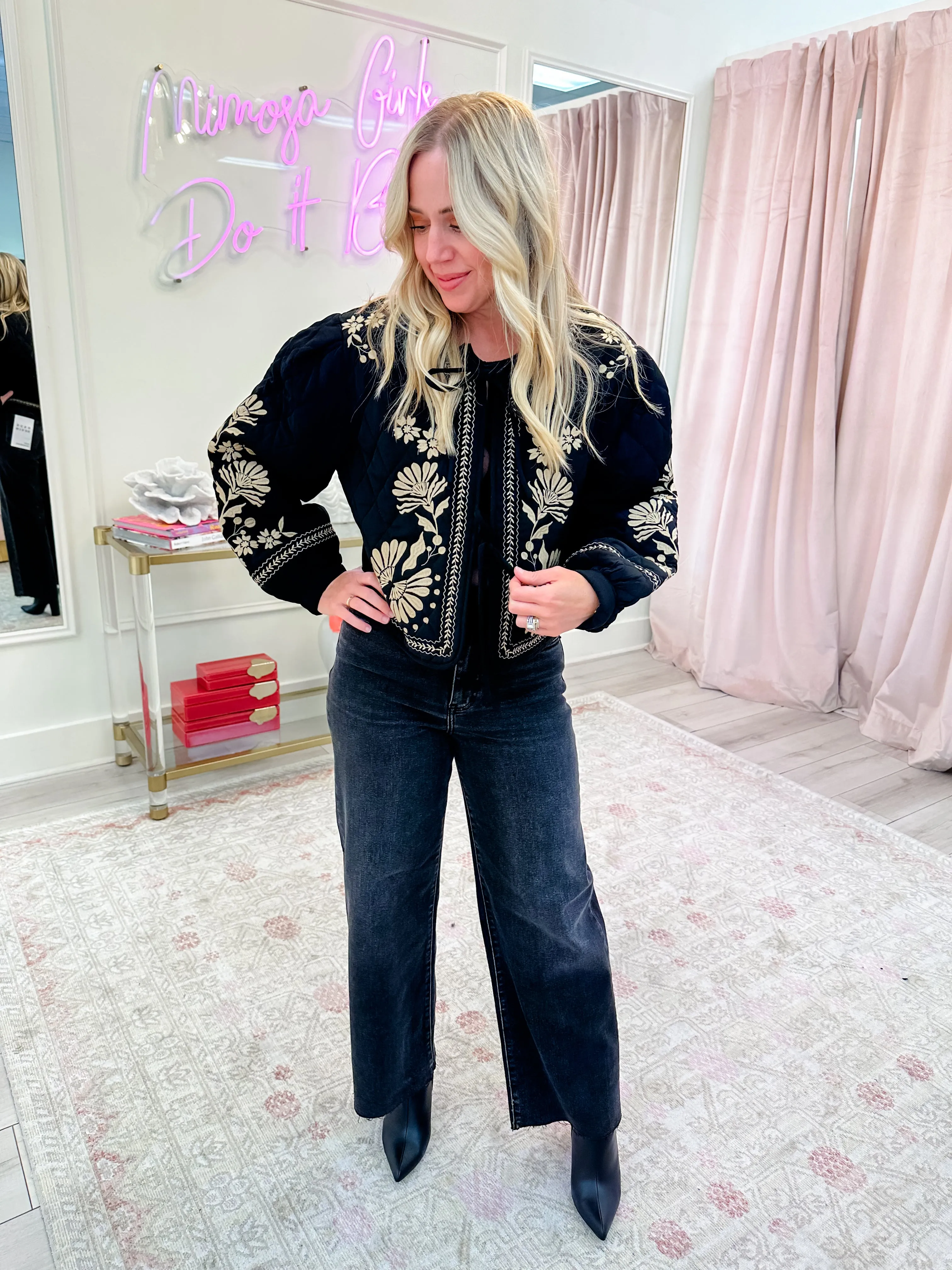 Emmalyn Quilted Embroidered Jacket sold by Mimosa product image thumbnail 3