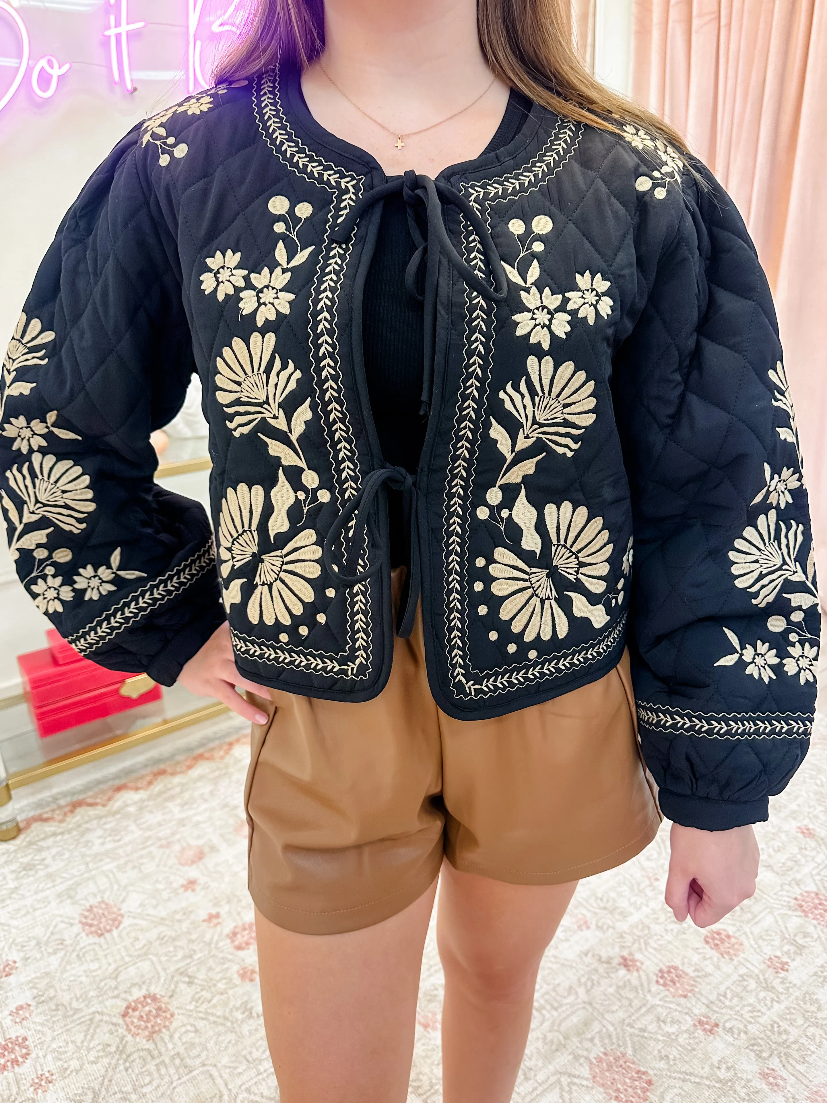 Emmalyn Quilted Embroidered Jacket sold by Mimosa