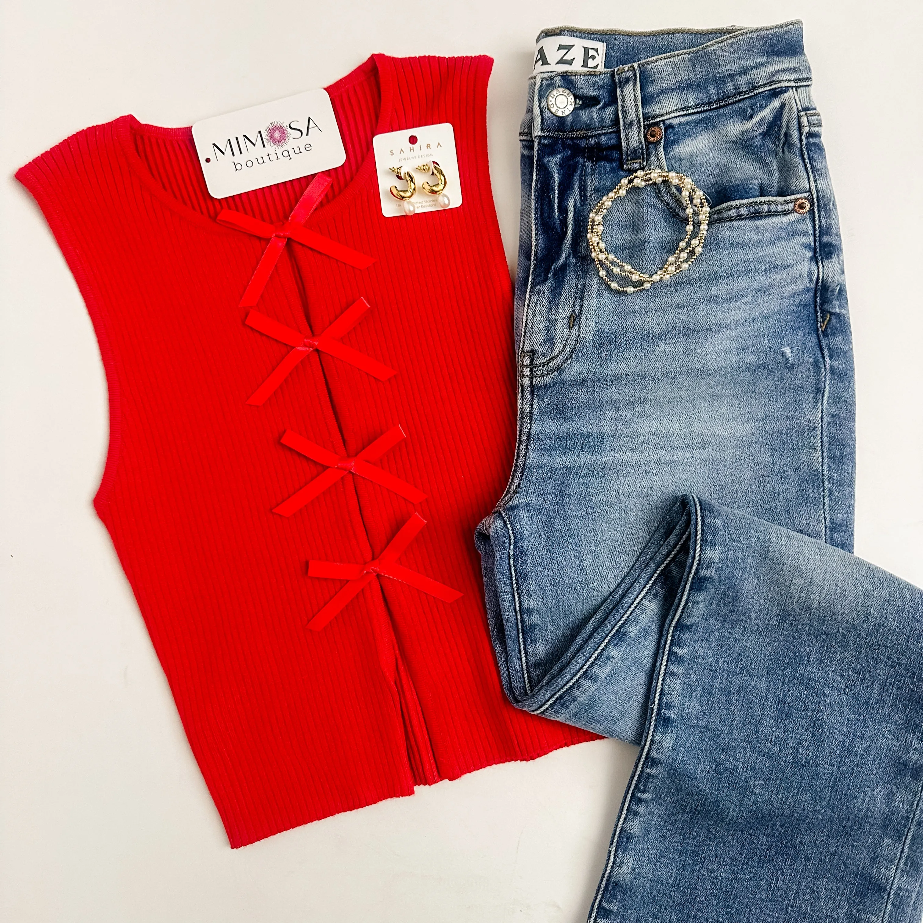 Paris Bow Front Sweater Tank sold by Mimosa product image thumbnail 3