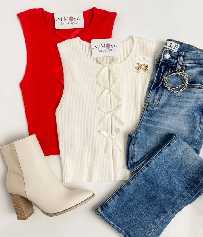 Paris Bow Front Sweater Tank made by Le Lis