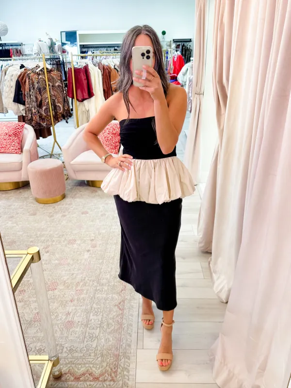 Paige Bubble Hem Strapless Top sold by Mimosa