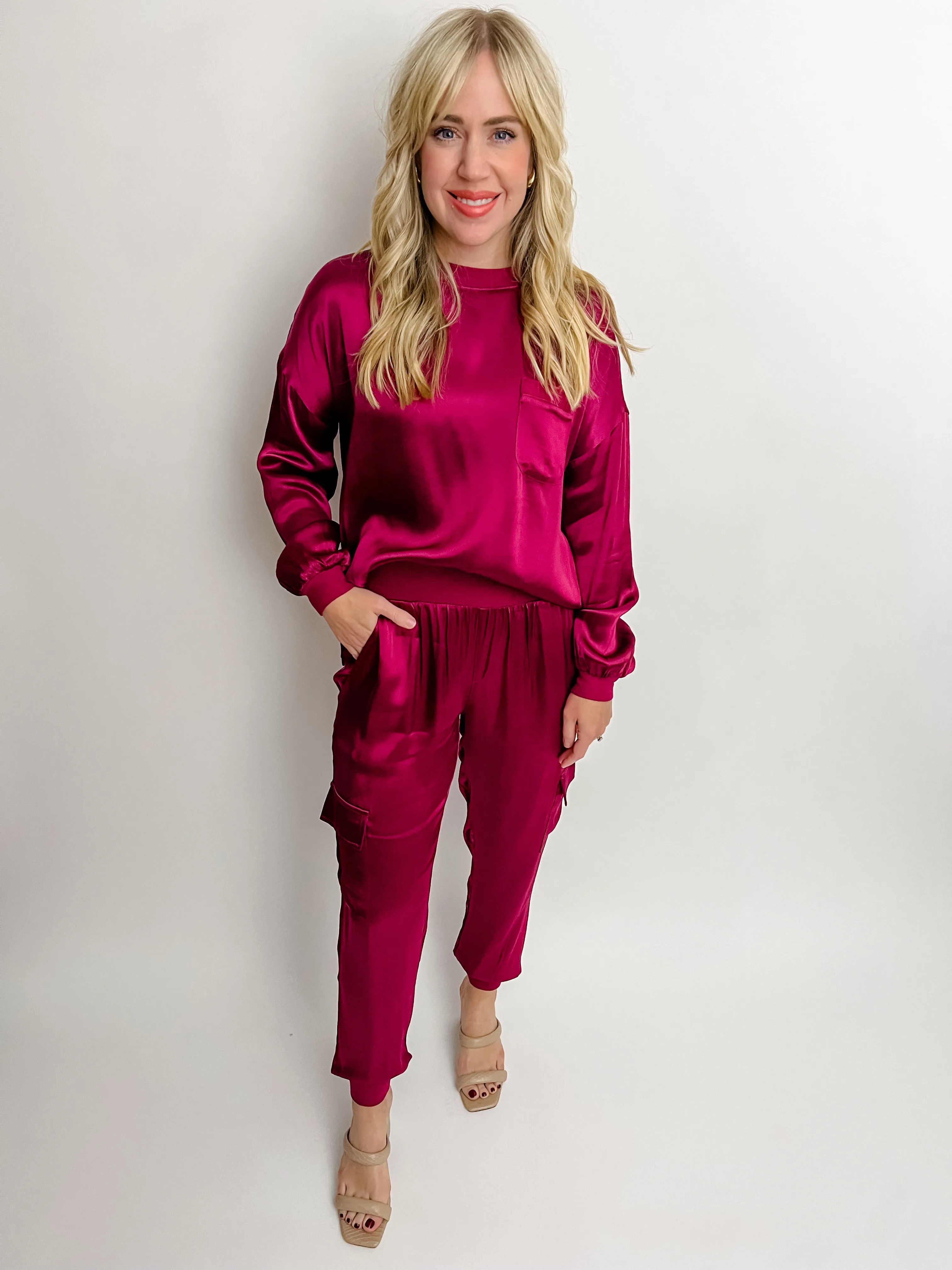 Satin Ribbed Trim LS Top sold by Mimosa product image thumbnail 2
