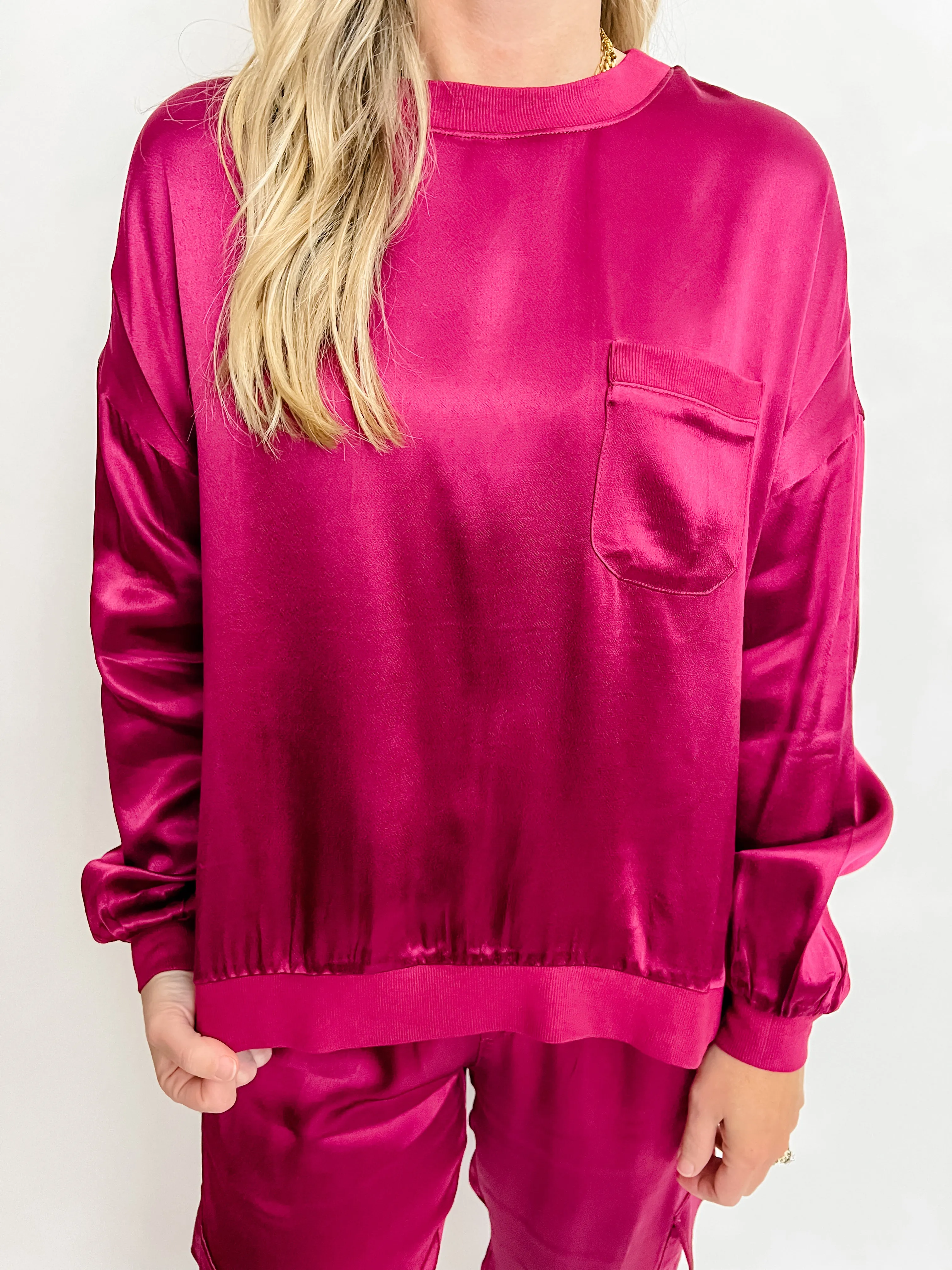 Satin Ribbed Trim LS Top sold by Mimosa product image thumbnail 3
