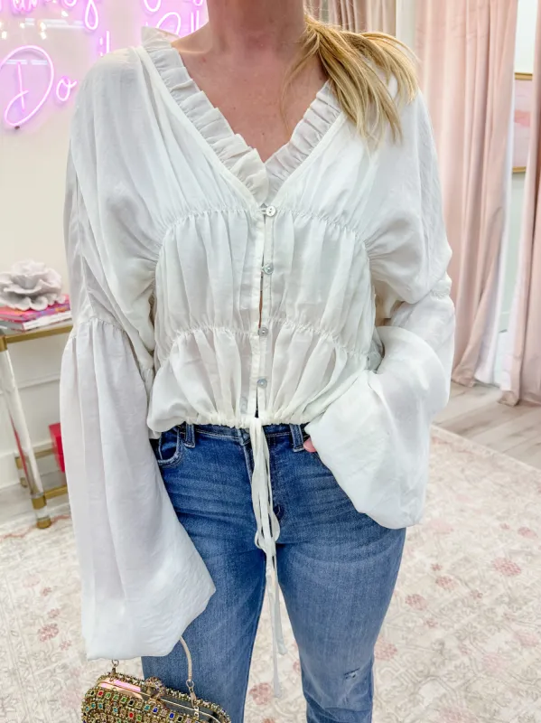 Valerie Ruffle Button Up Blouse sold by Mimosa