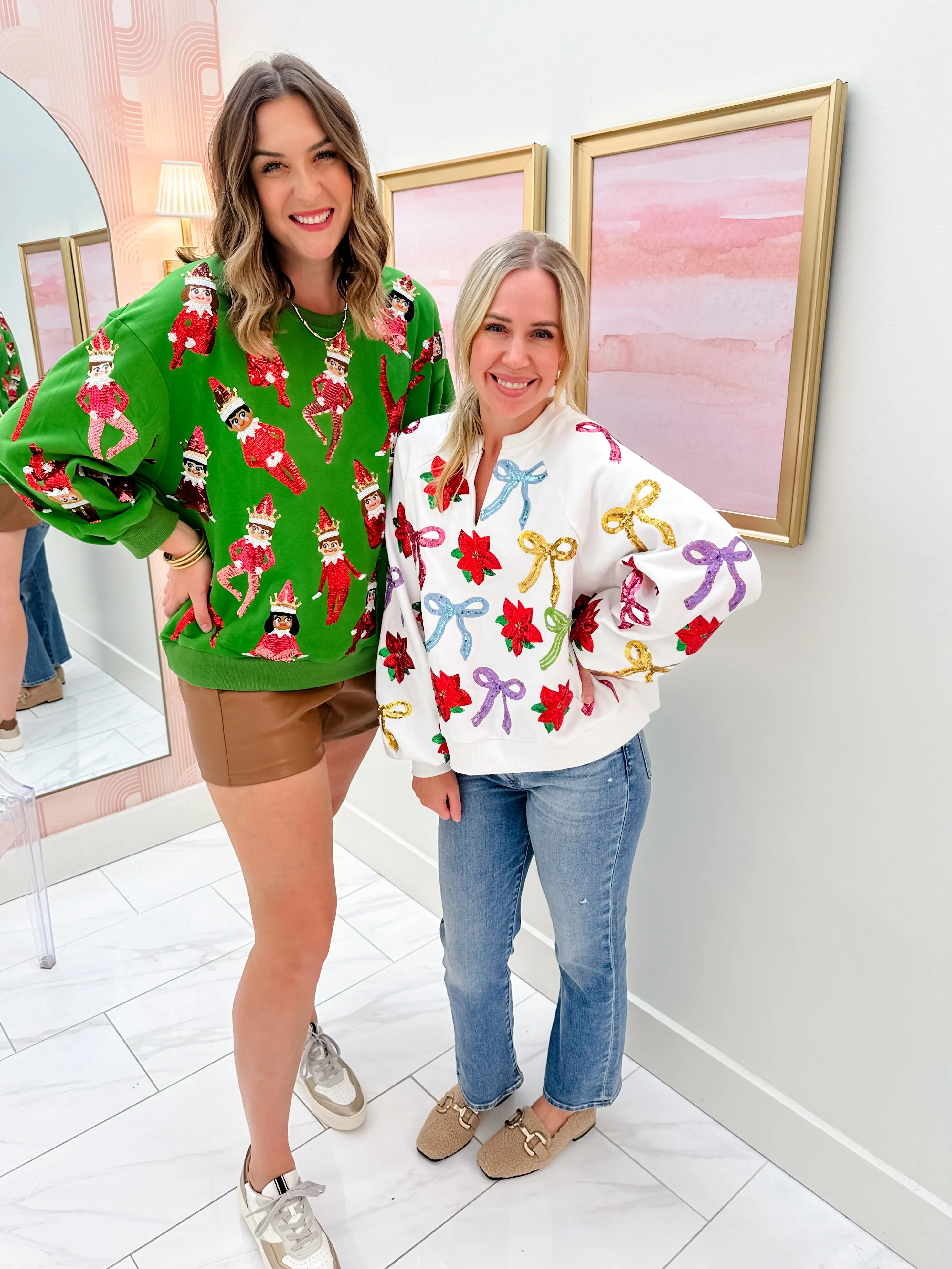Sequin Bows & Poinsettia Sweatshirt sold by Mimosa product image thumbnail 3