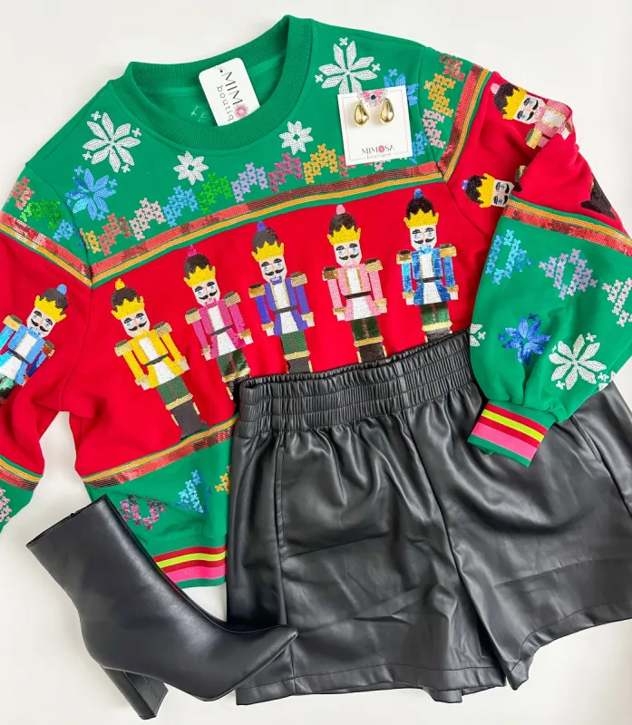 Vintage Nutcracker & Needlepoint Snowflake Sweatshirt sold by Mimosa