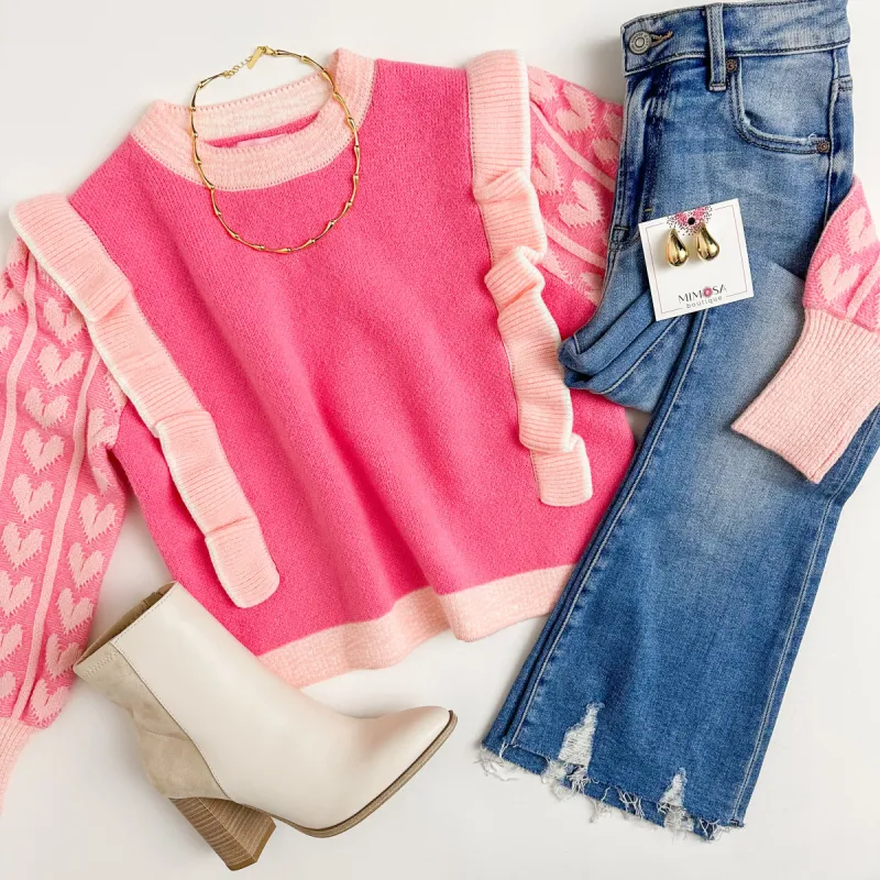 Sweetheart Ruffle Sweater sold by Mimosa