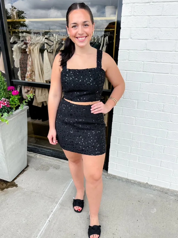 Maeve Sequin Applique Crop Tank sold by Mimosa