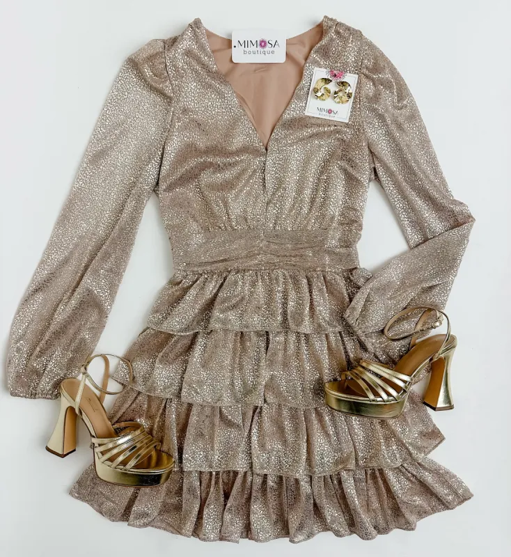 Nina Leopard Shimmer Mini Dress sold by Mimosa