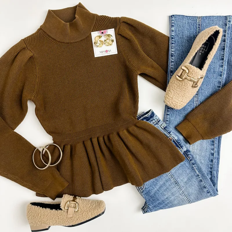 Selene Peplum Sweater Top sold by Mimosa