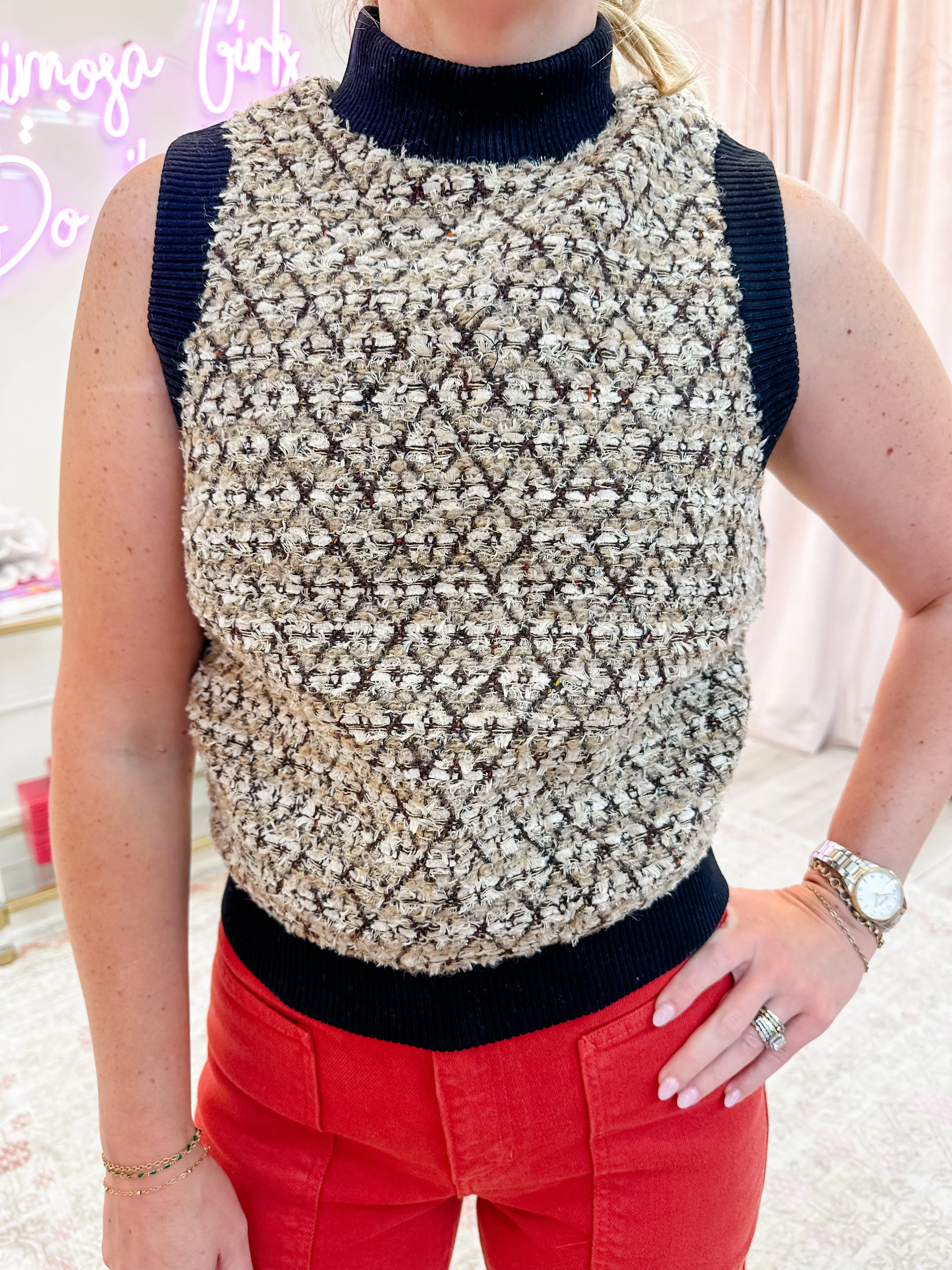 Metallic Tweed Vest sold by Mimosa