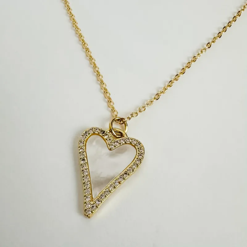Luxe Pave Edge Heart Necklace sold by Mimosa