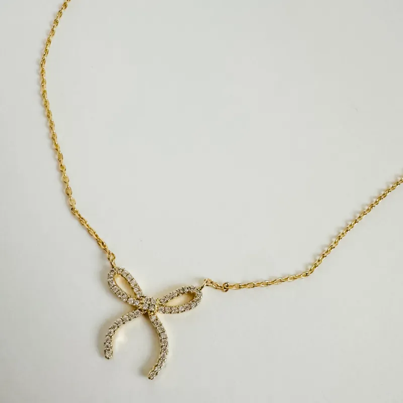 Luxe Pave Bow Necklace sold by Mimosa
