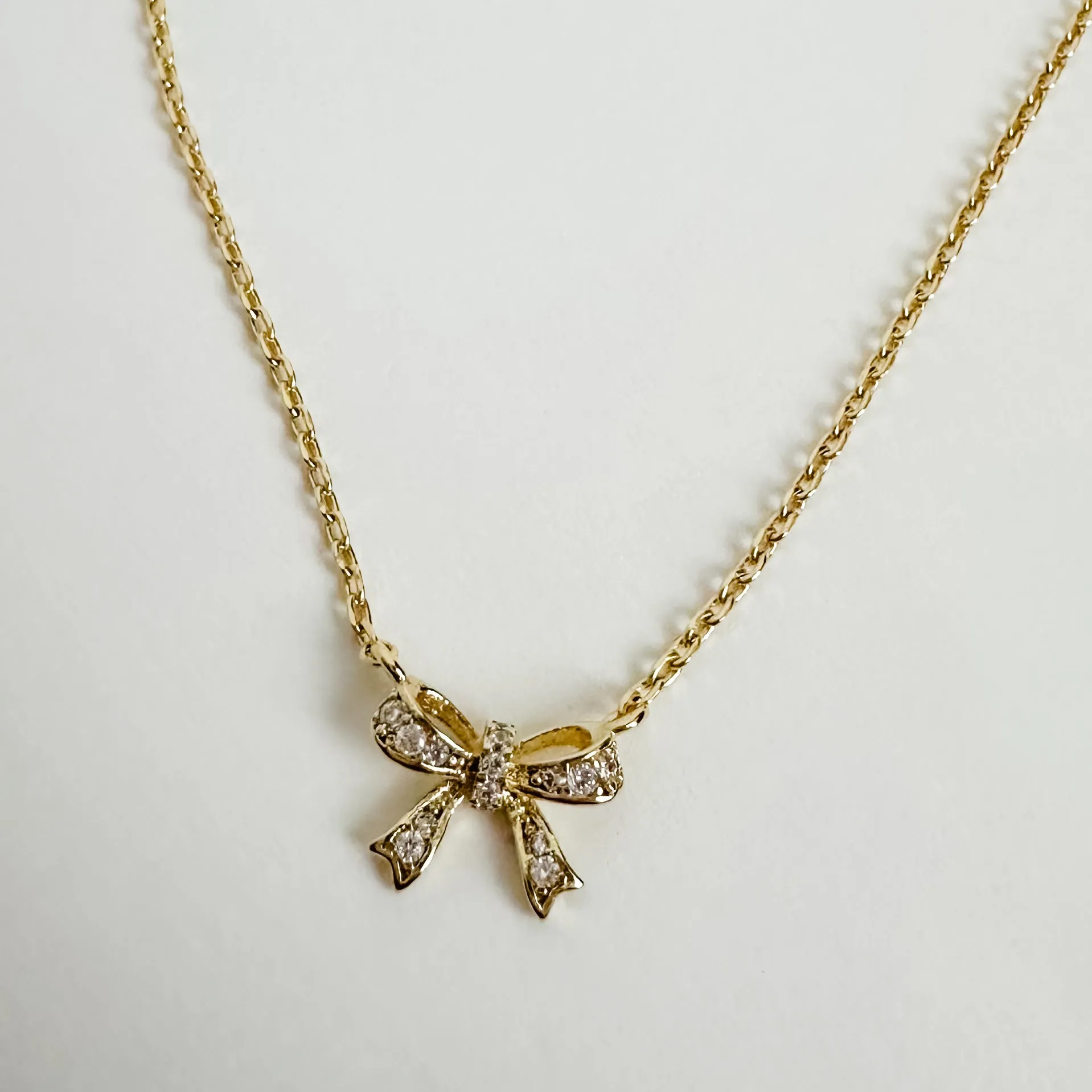 Luxe Tiny Pave Bow Necklace sold by Mimosa