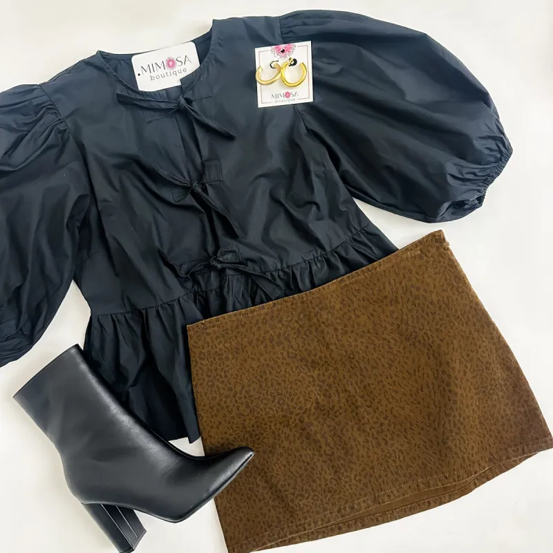 Laiken Leopard Denim Mini Skirt sold by Mimosa