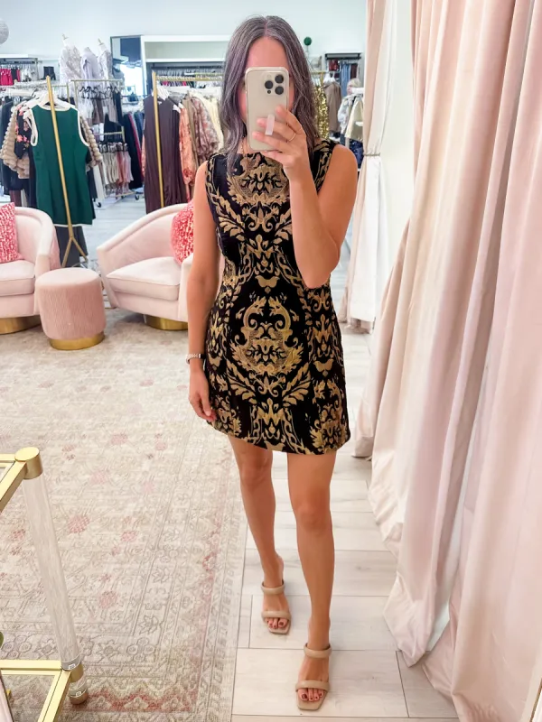 Carmine Jacquard Mini Dress sold by Mimosa