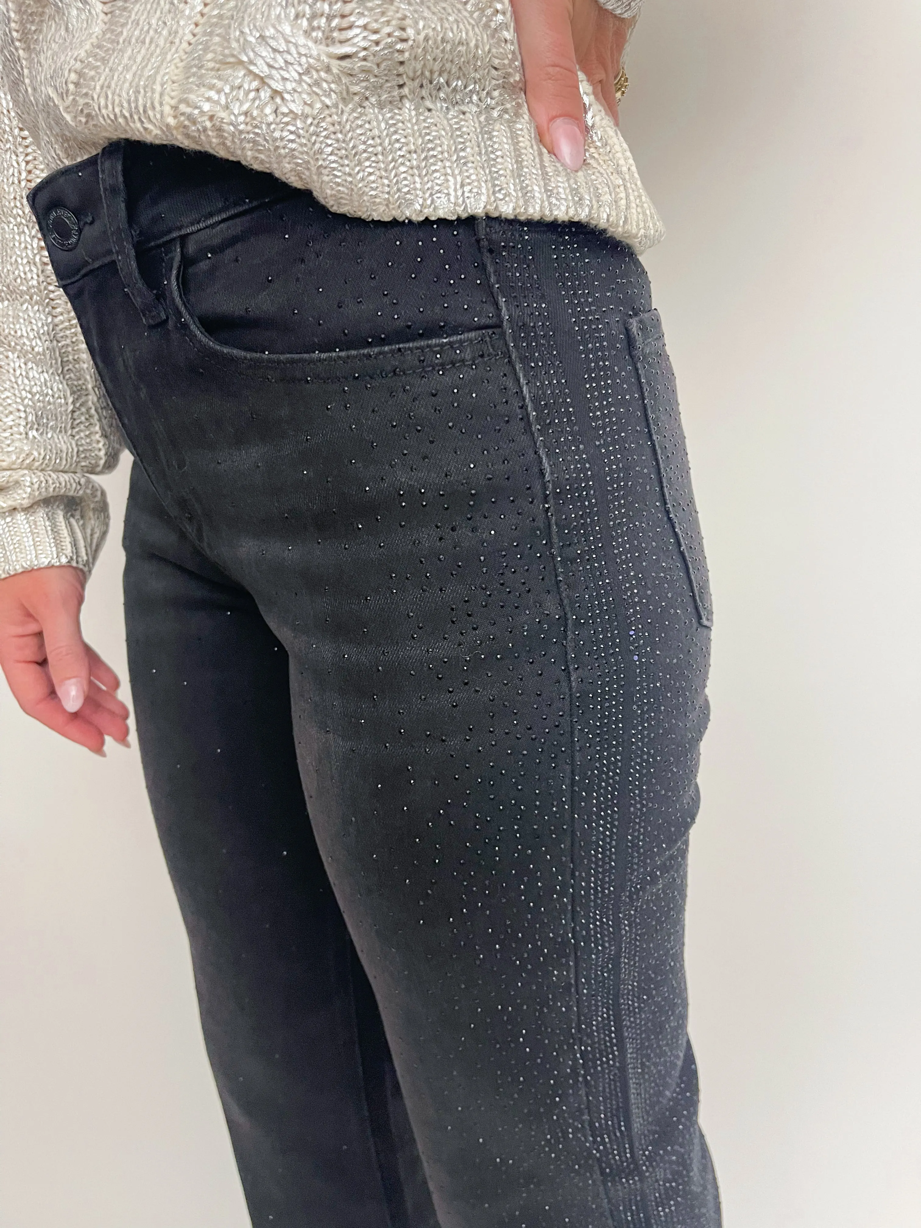 Aileeah Rhinestone Slim Wide Jean sold by Mimosa product image thumbnail 4