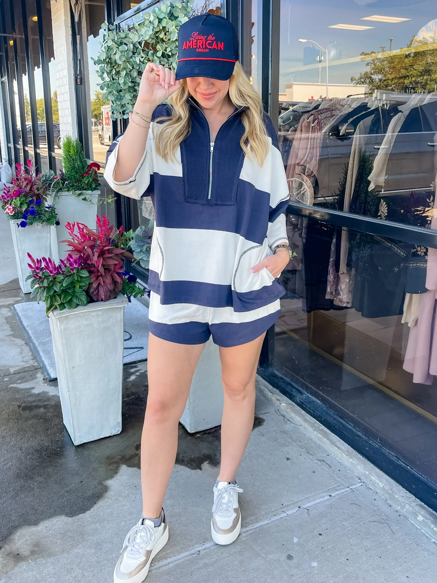 Time Crunch Stripe Half Zip sold by Mimosa product image thumbnail 4