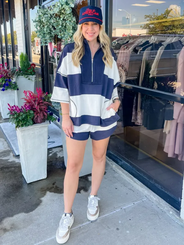 Time Crunch Stripe Half Zip sold by Mimosa