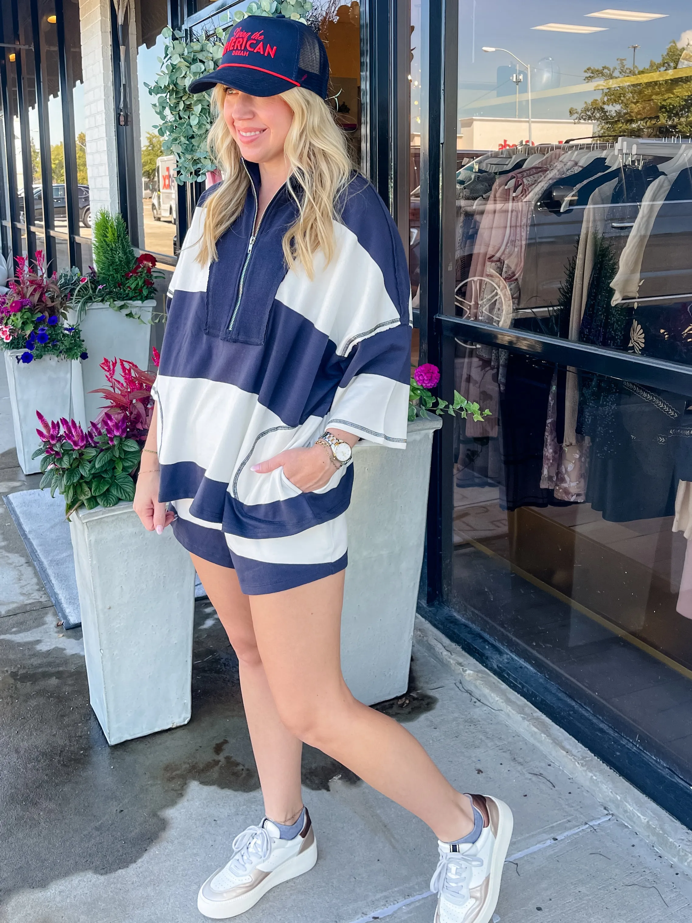 Time Crunch Stripe Jersey Short sold by Mimosa product image thumbnail 3